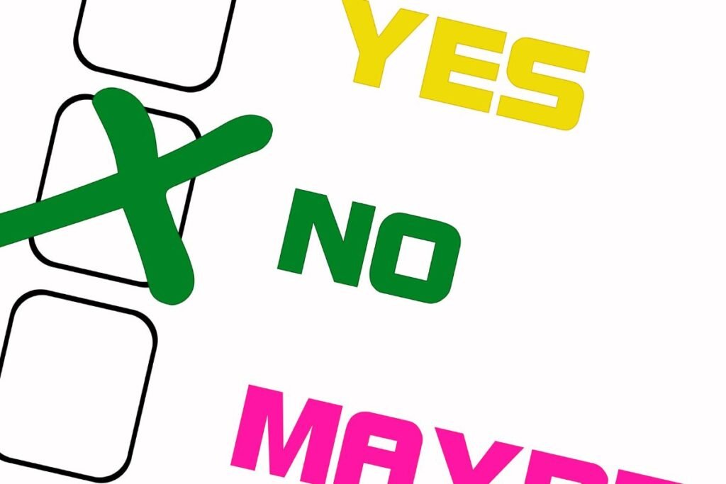 yes, no, maybe checklist with no option selected