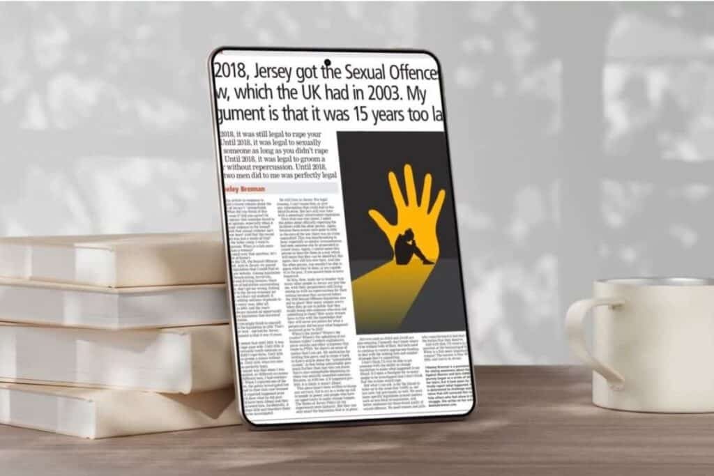 Jersey Evening Post Article on iPad - May 2025