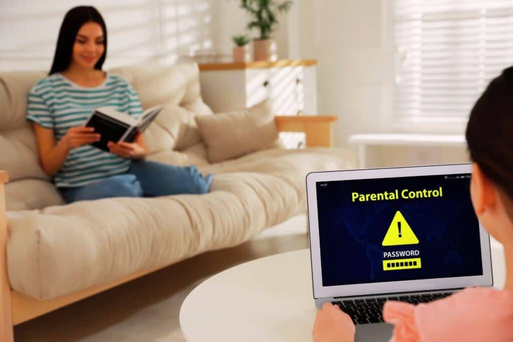child playing online with parental controls on