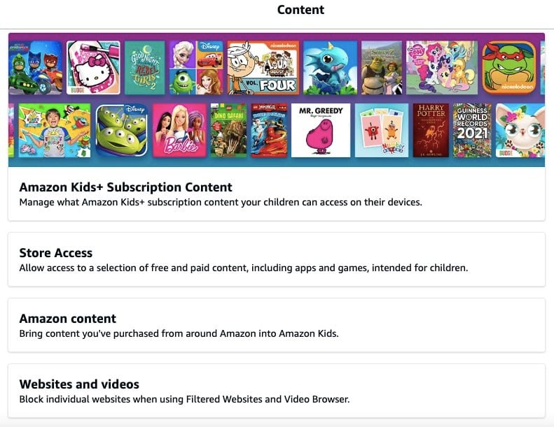 List of Amazon Kid's free parental controls