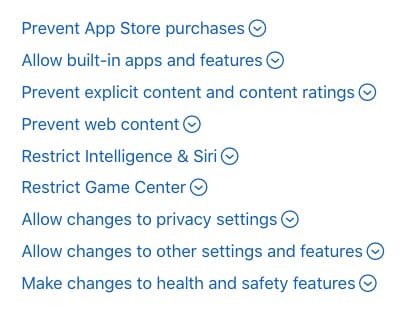List of Apple's free parental controls